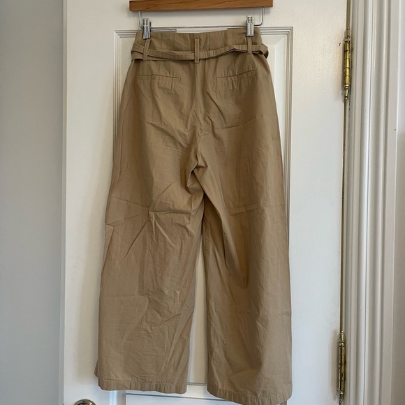 Mango Belted Khaki Cotton Wide Leg Pants - Picture 8 of 10